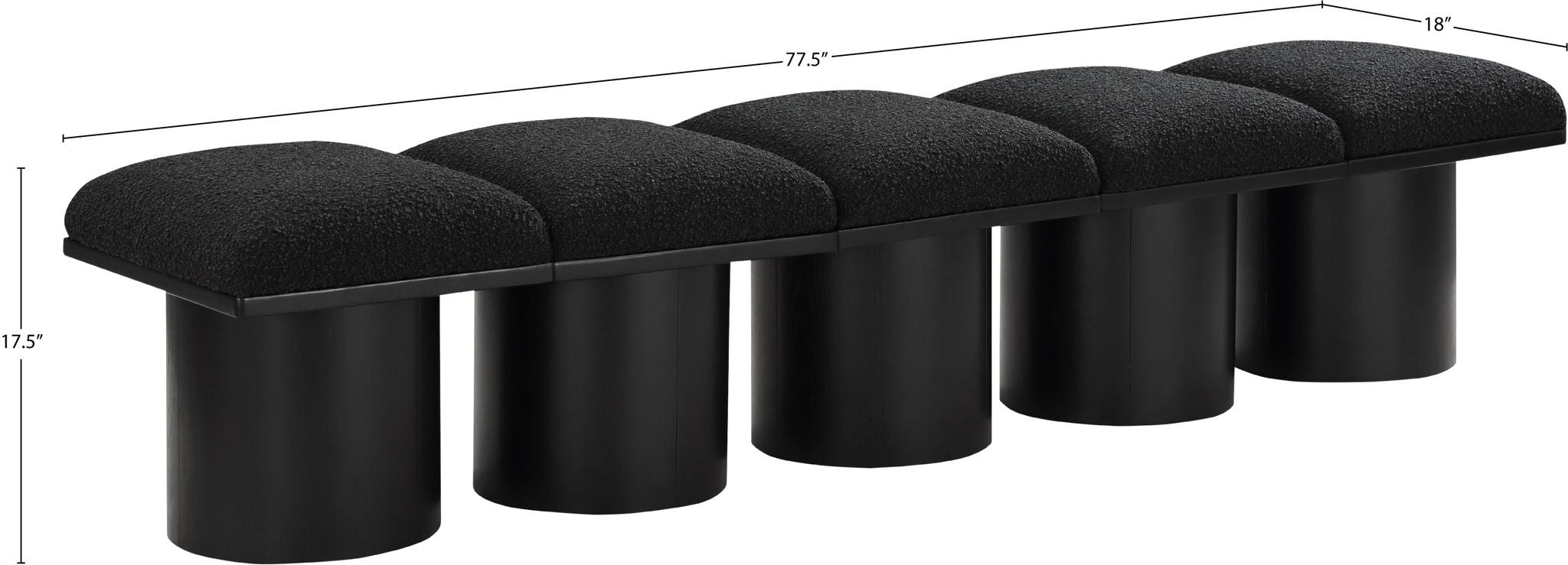 Pavilion - 5 Piece Modular Bench With Black Base