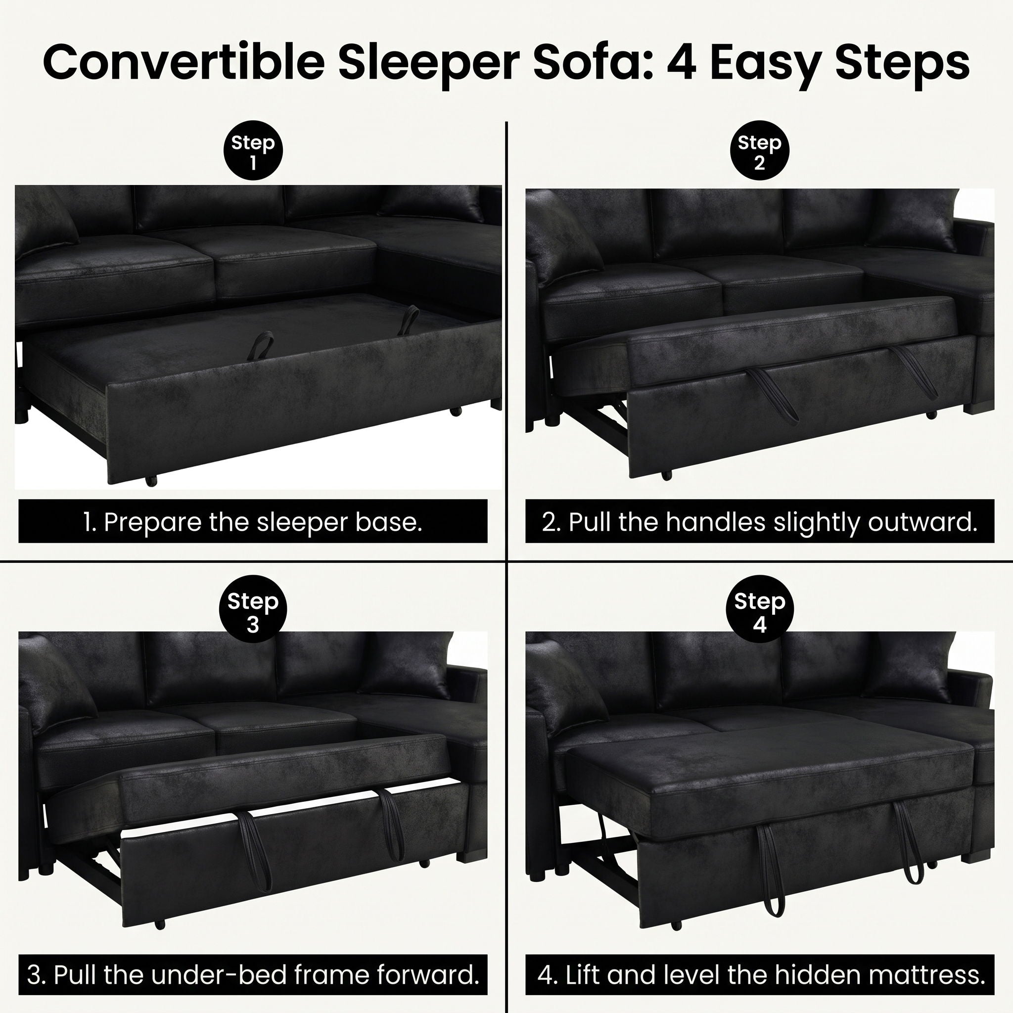 Upholstered Sectional With Pull-Out Bed And Chaise Storage
