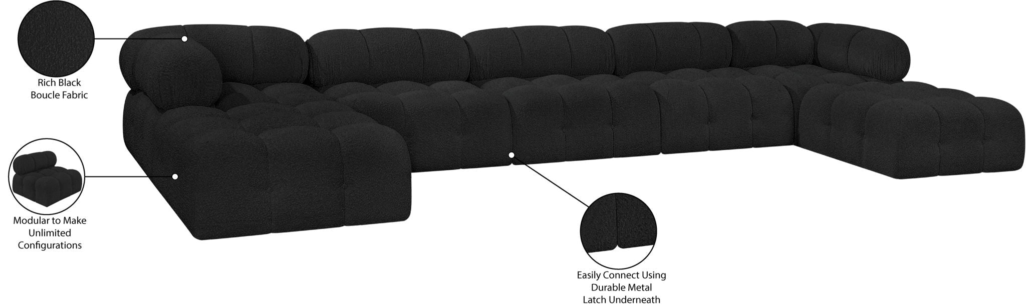 Ames - 7 Piece Fabric Modular U-Shaped Sectional