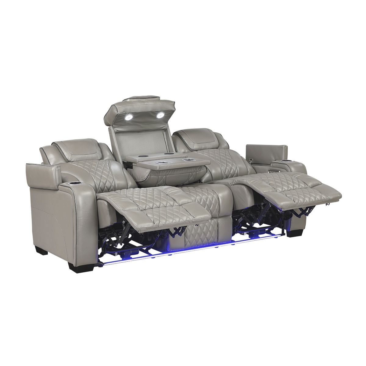 Apex - Power Double Reclining Sofa With Center Drop-Down Cup Holders, Power Headrests, Storage Arms With Cup Holders, Reading Lights, Wireless Charger, Air Massage And Heat, LED Lighting And Charging Ports
