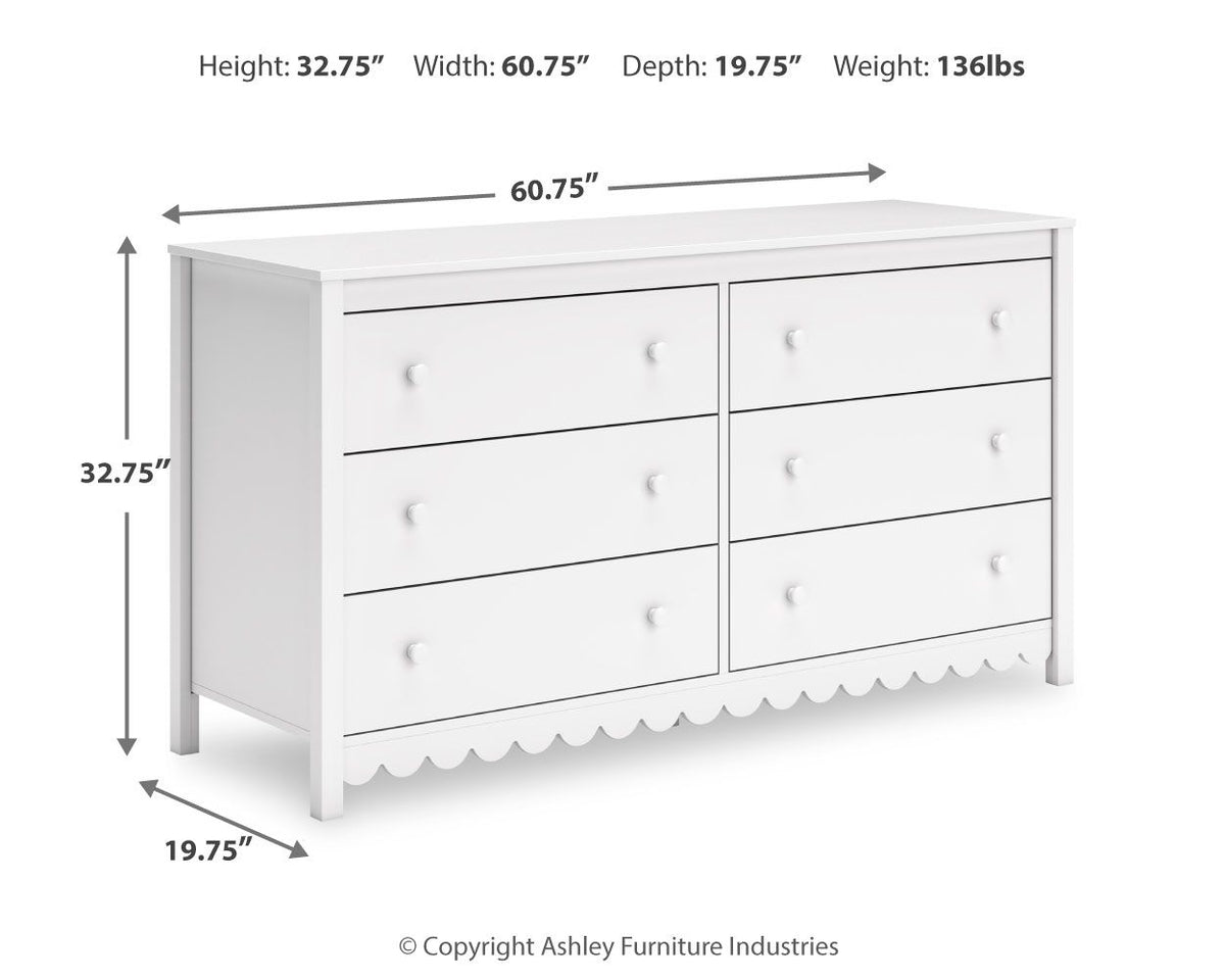 Hallityn - Six Drawer Dresser - White