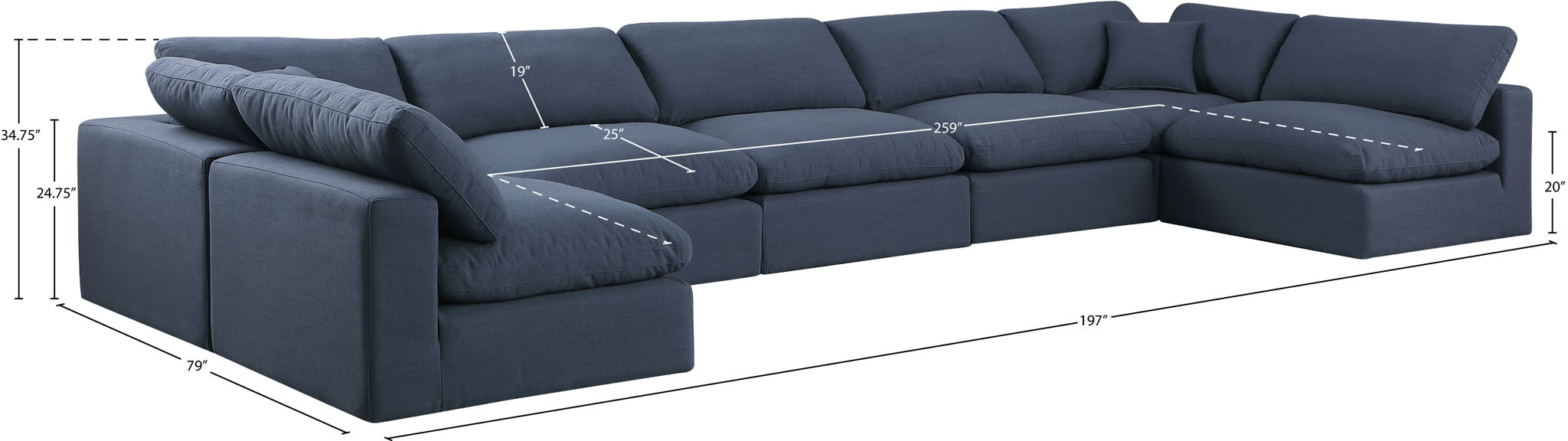 Comfy - 7 Piece Linen Modular Armless Sectional