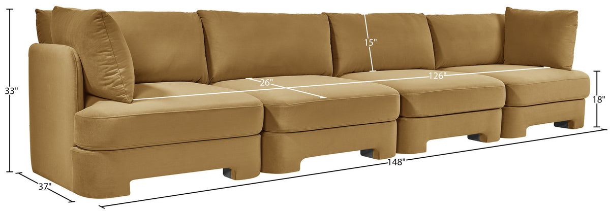 Hammond - Velvet Performance Fabric Upholstered 4 Piece Sofa