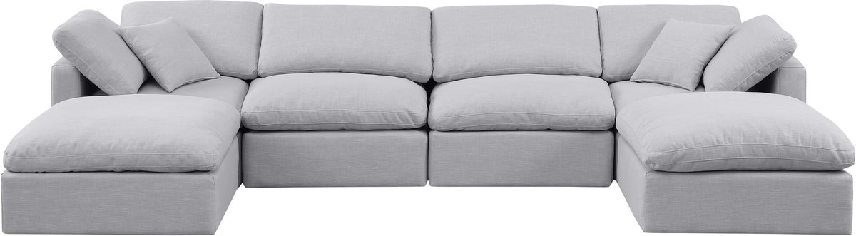 Indulge - Linen 6 Piece Modular Double Chaise Sectional