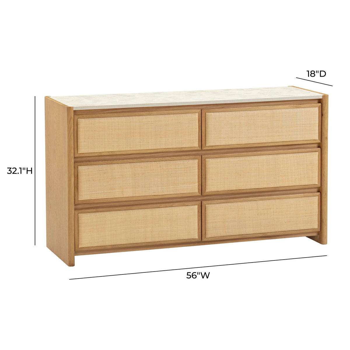 Paige - 6-Drawer Dresser - Natural Oak