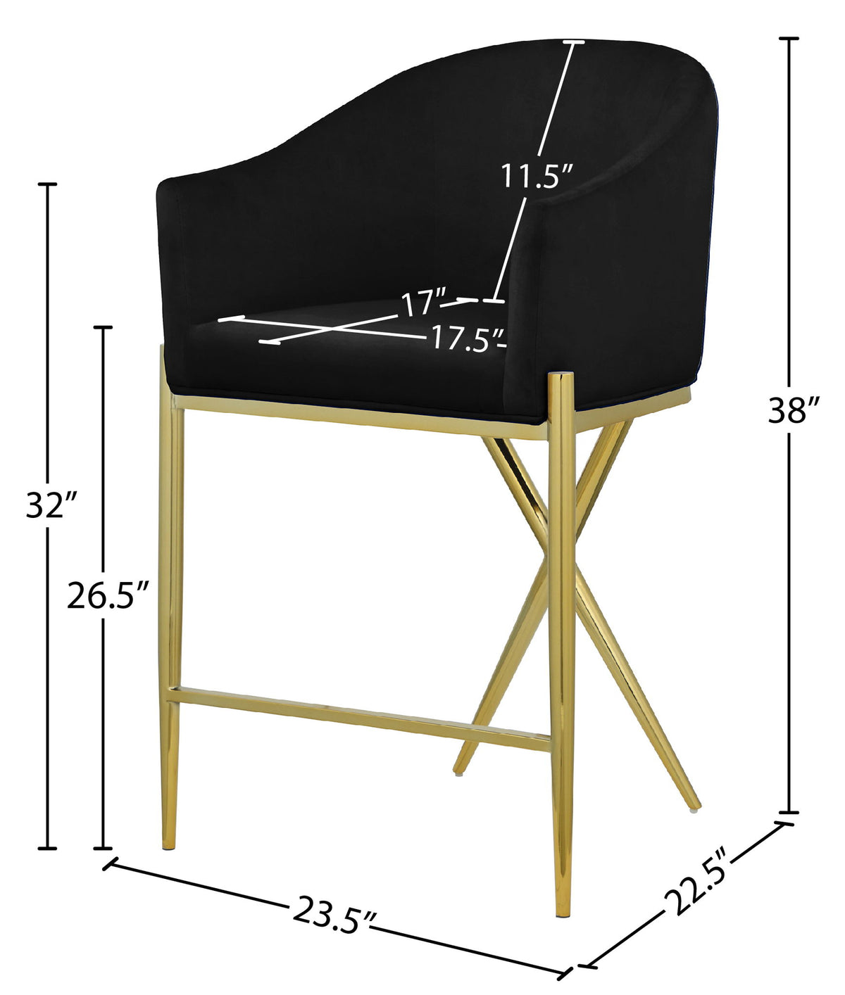 Xavier - Counter Stool with Gold Legs