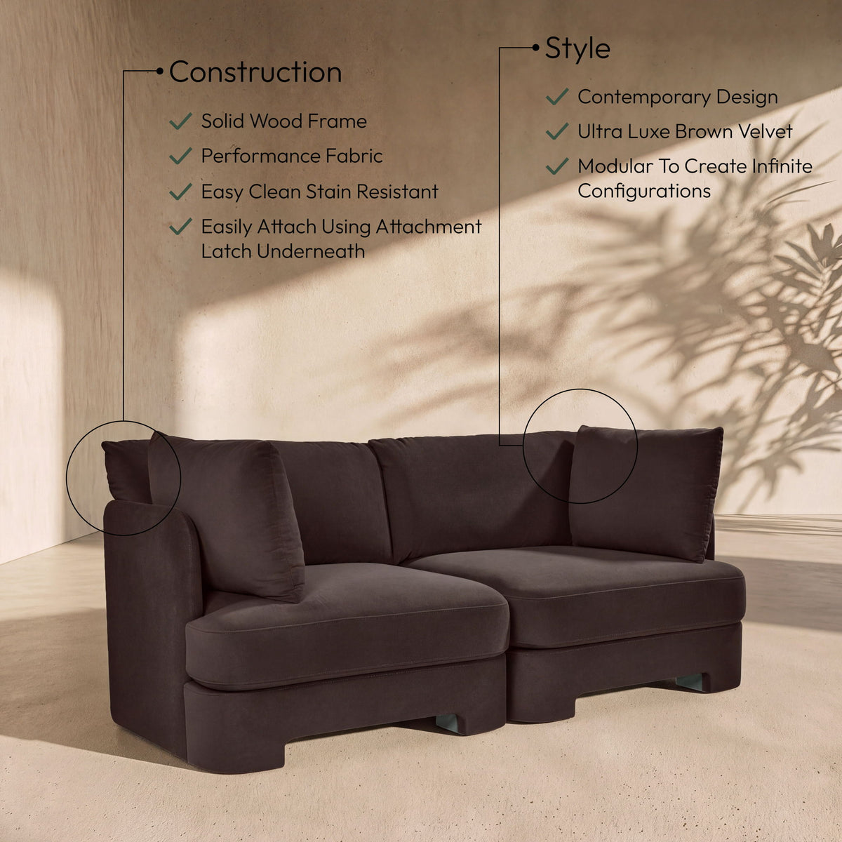 Hammond - Velvet Performance Fabric Upholstered 2 Piece Loveseat