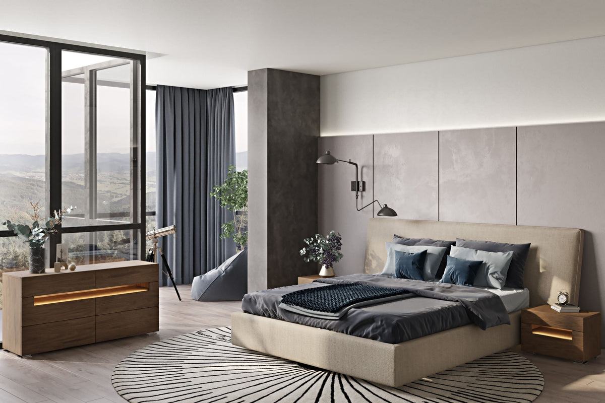Brittany - Modern Beige Fabric Bed