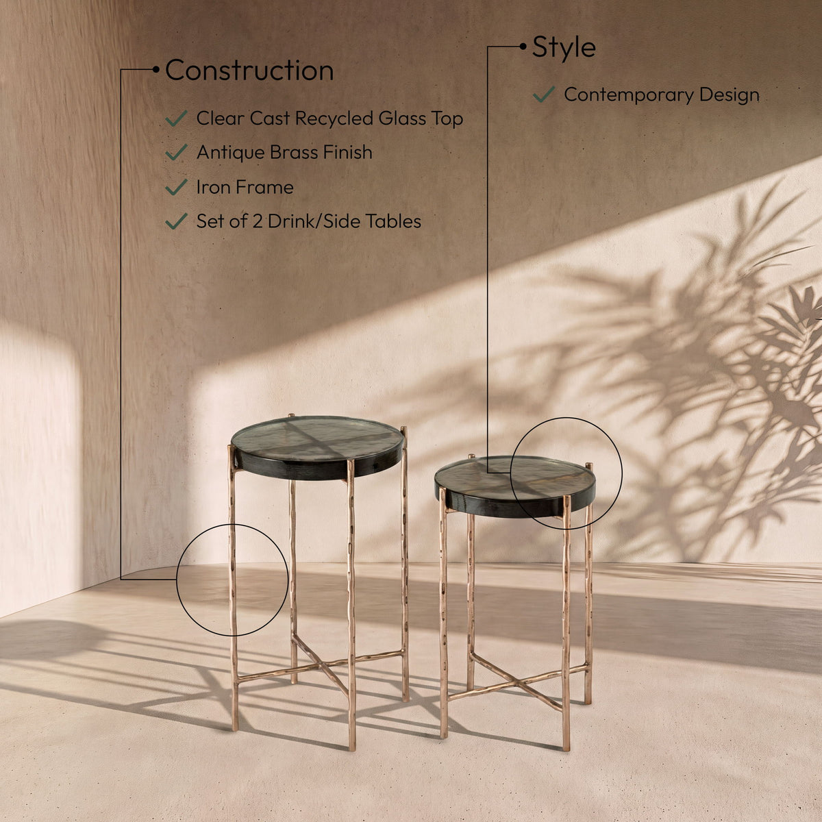 Vetra - Iron Base Bunching End Table - Brass
