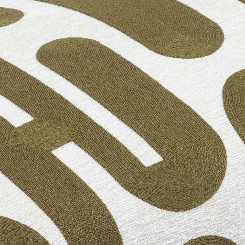 Arielle - Embroidered Bench - Olive / White
