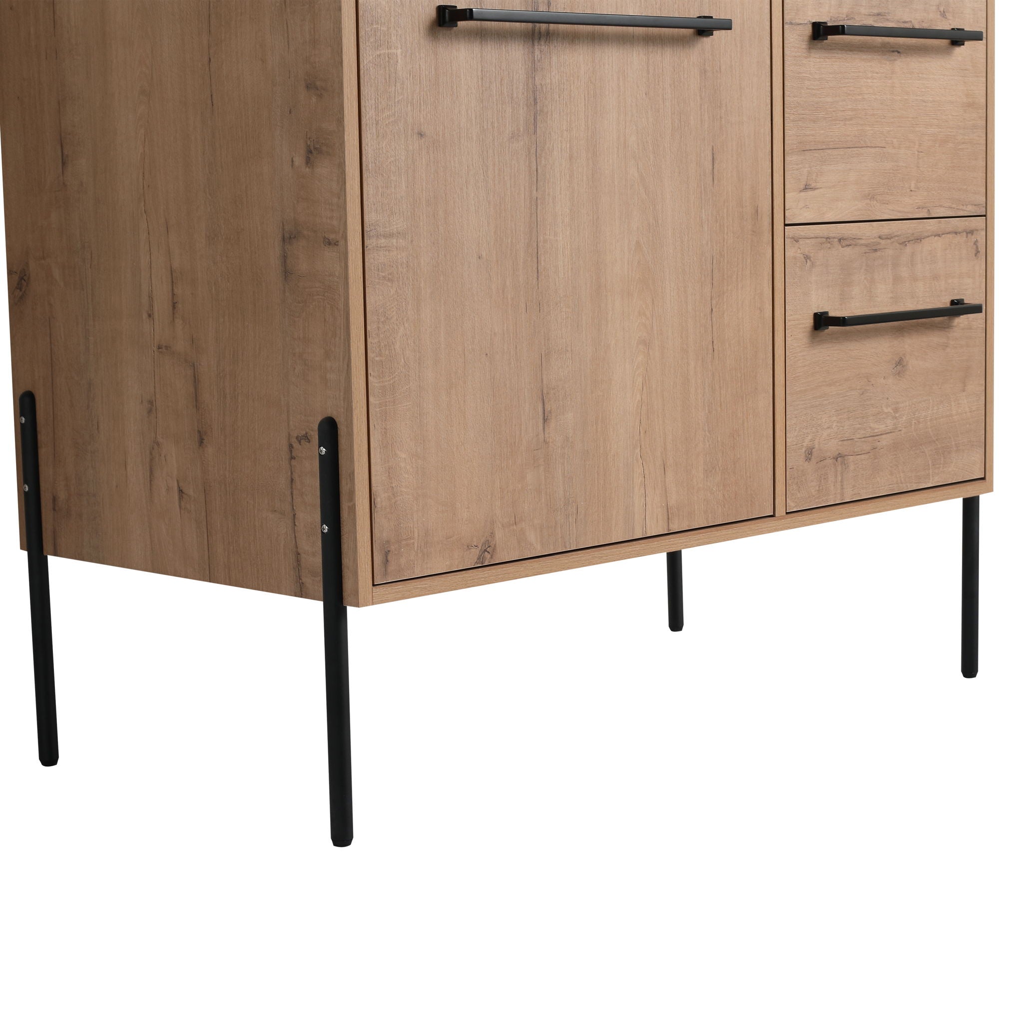 36" Freestanding Bathroom Vanity With Sink, Soft Close Doors & 2 Drawers - Imitative Oak