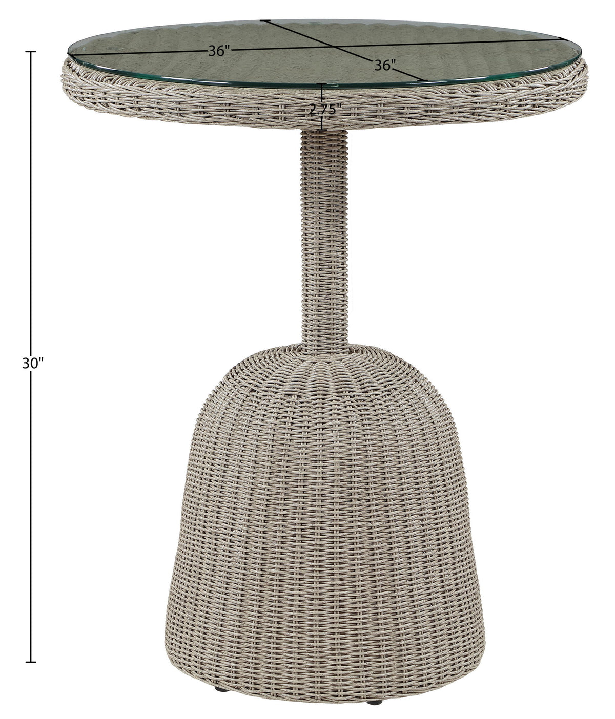 Seacrest - Tempered Glass Top And Wicker Outdoor Patio Counter Height Table