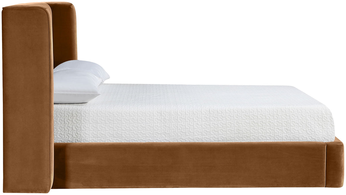 Kendall - Velvet Upholstered Bed - Saddle