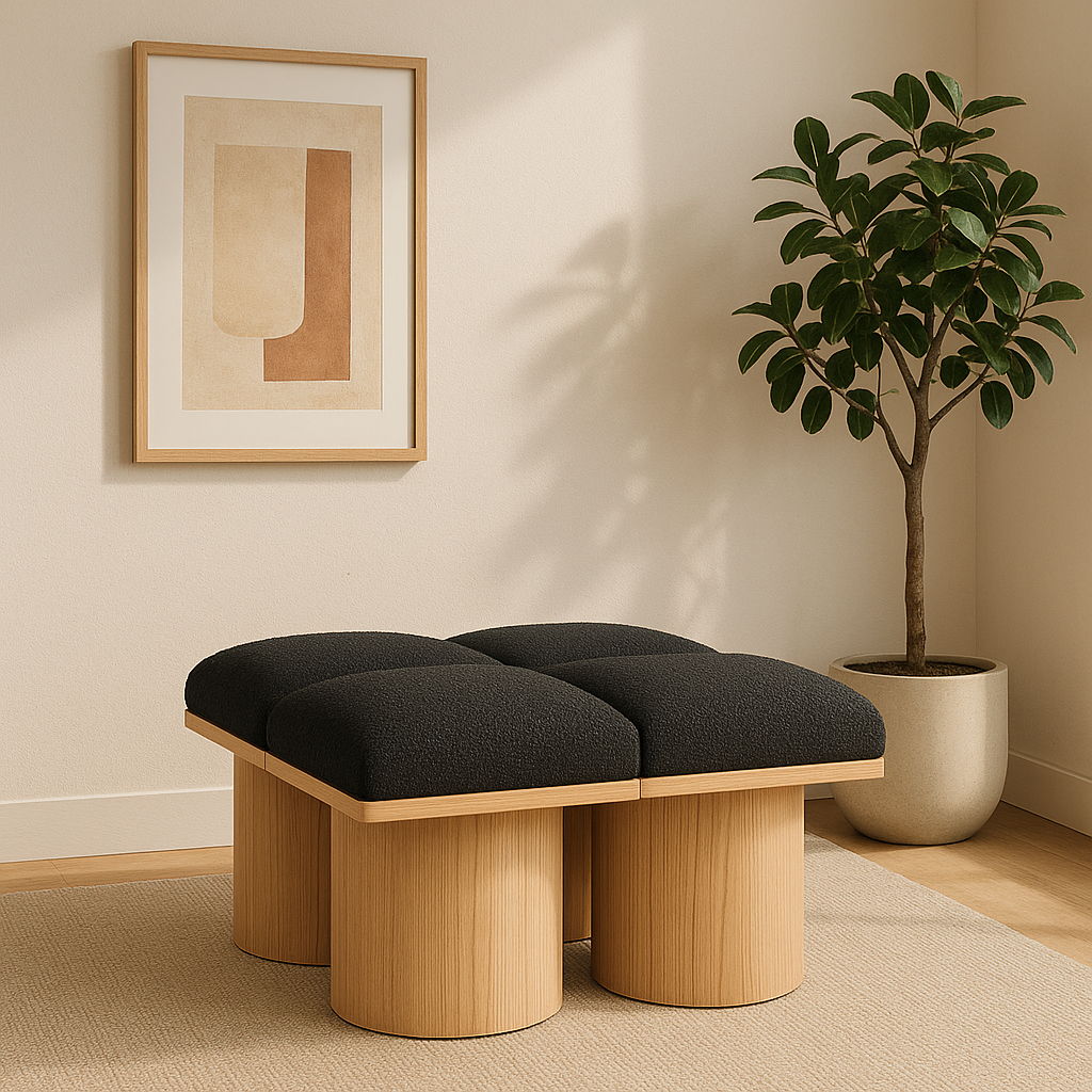 Pavilion - 4 Piece Modular Bench With Natural Base