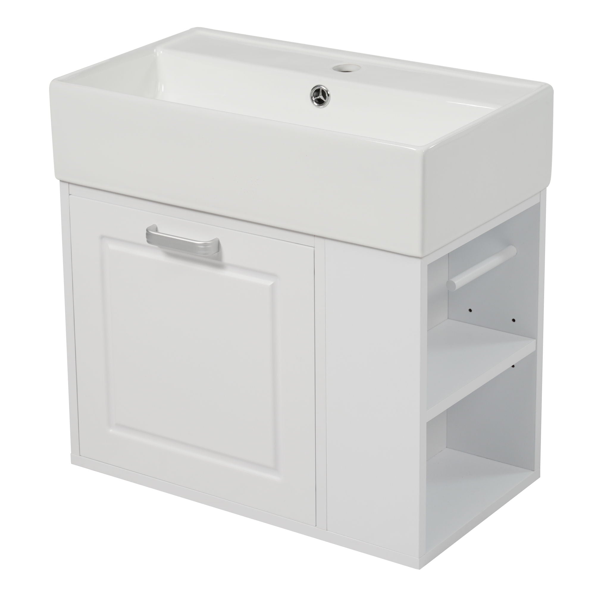 Modern Wall Mounted Bathroom Vanity With Sink, Soft Close Drawer, Adjustable Shelf, Toilet Paper Holder