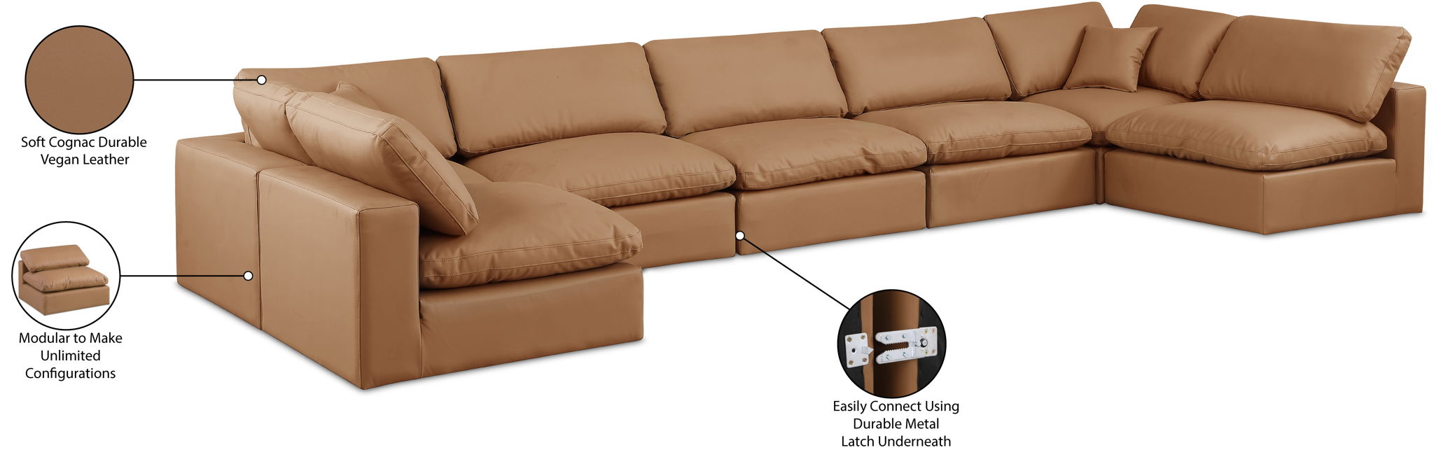 Comfy - 7 Piece Faux Leather Modular Armless Sectional
