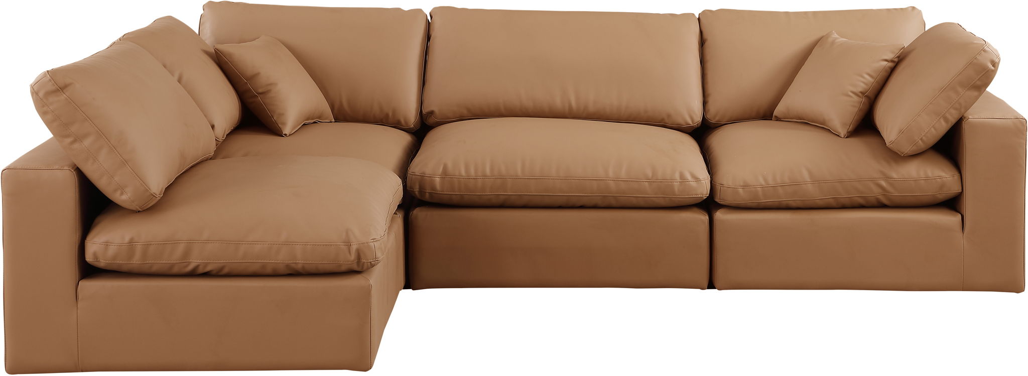 Comfy - 4 Piece Faux Leather Modular Armless Sectional