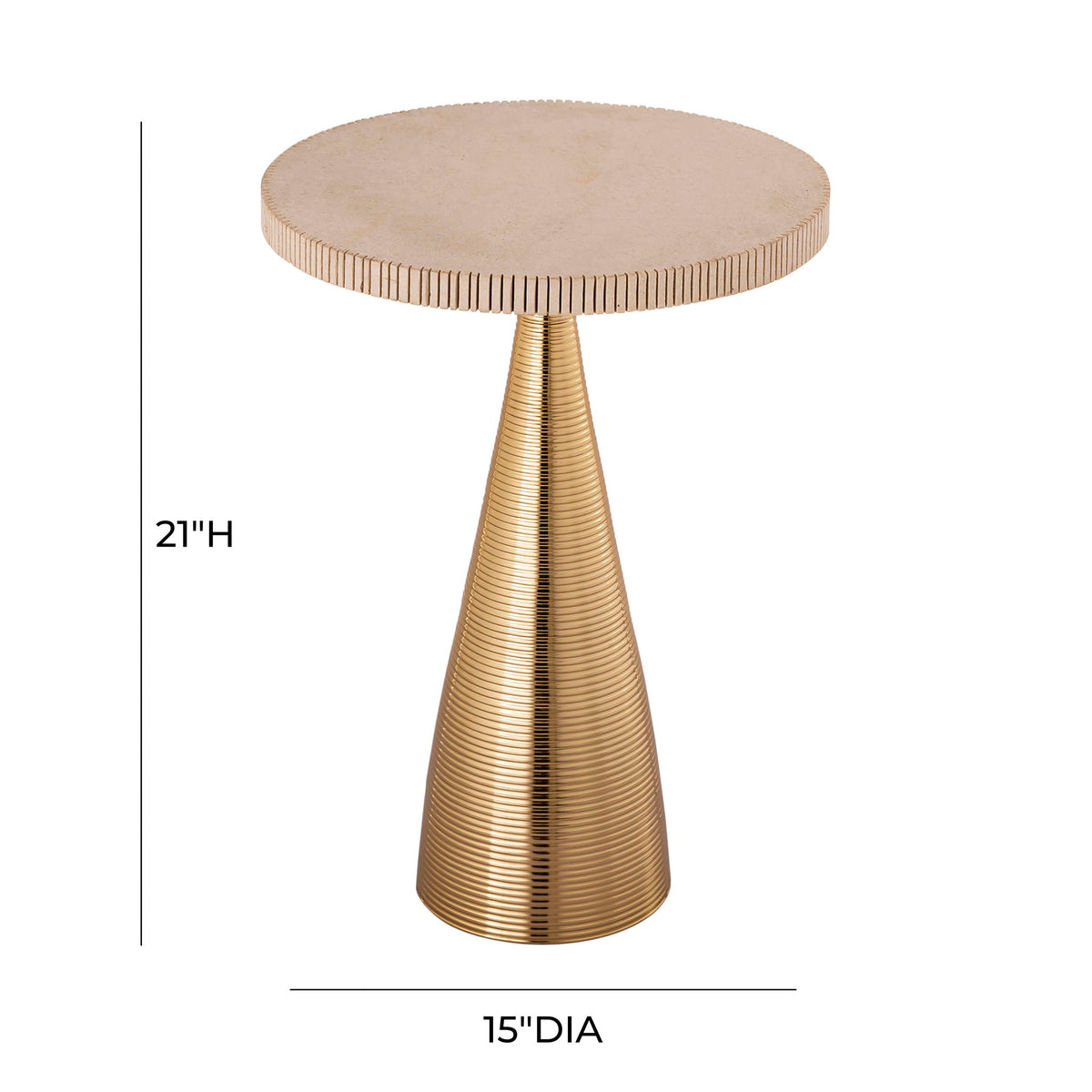 Celeste - Ribbed Side Table - Beige
