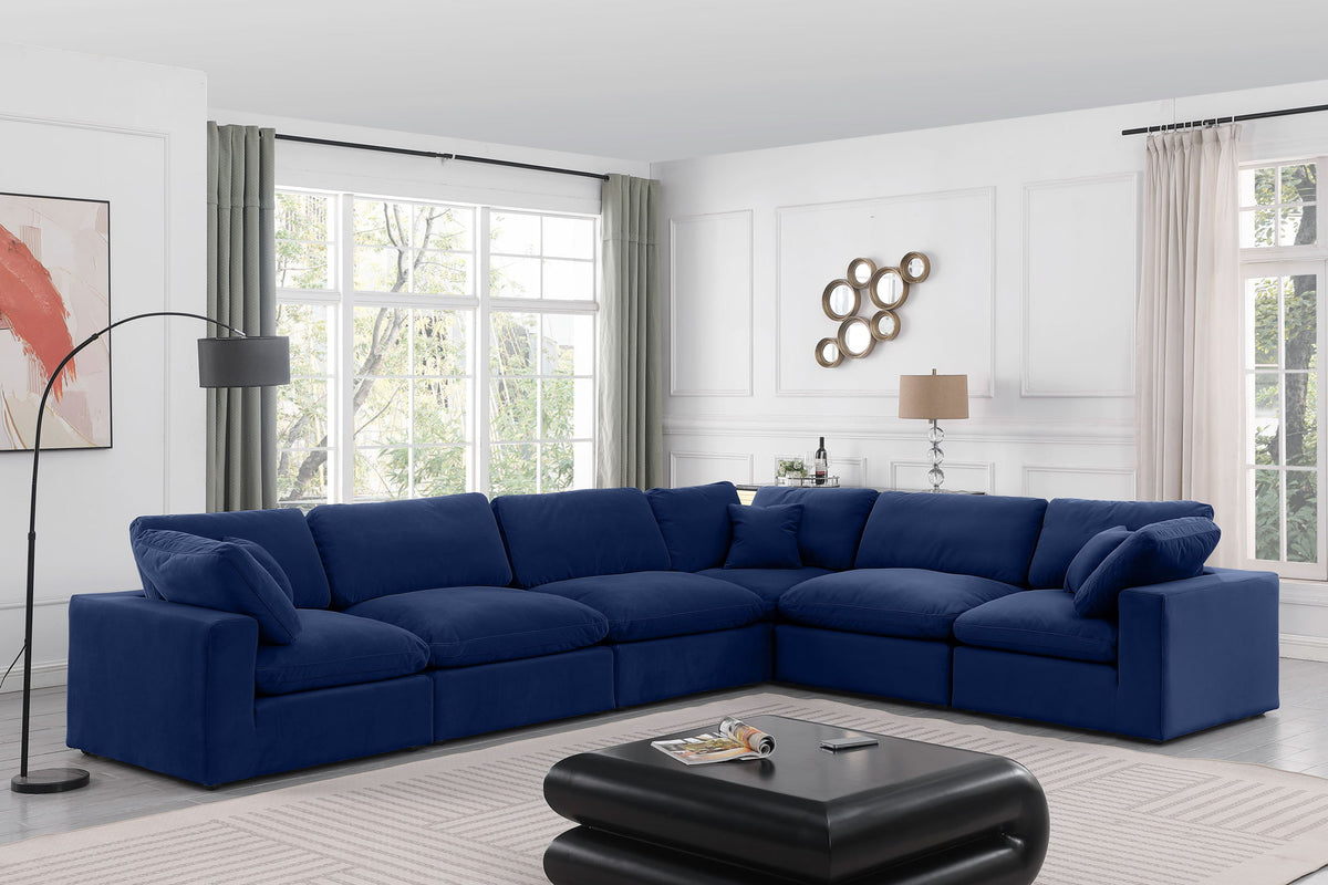 Comfy - 6 Piece Velvet Modular Corner Sectional