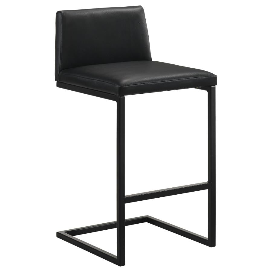 Vardon Genuine Leather Bar Stool Black (Set of 2)