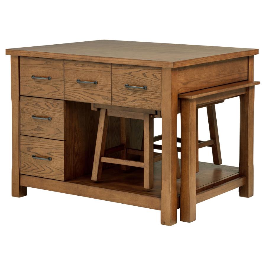 Mayfair 3-piece Kitchen Island with Extension Table Dark Oak