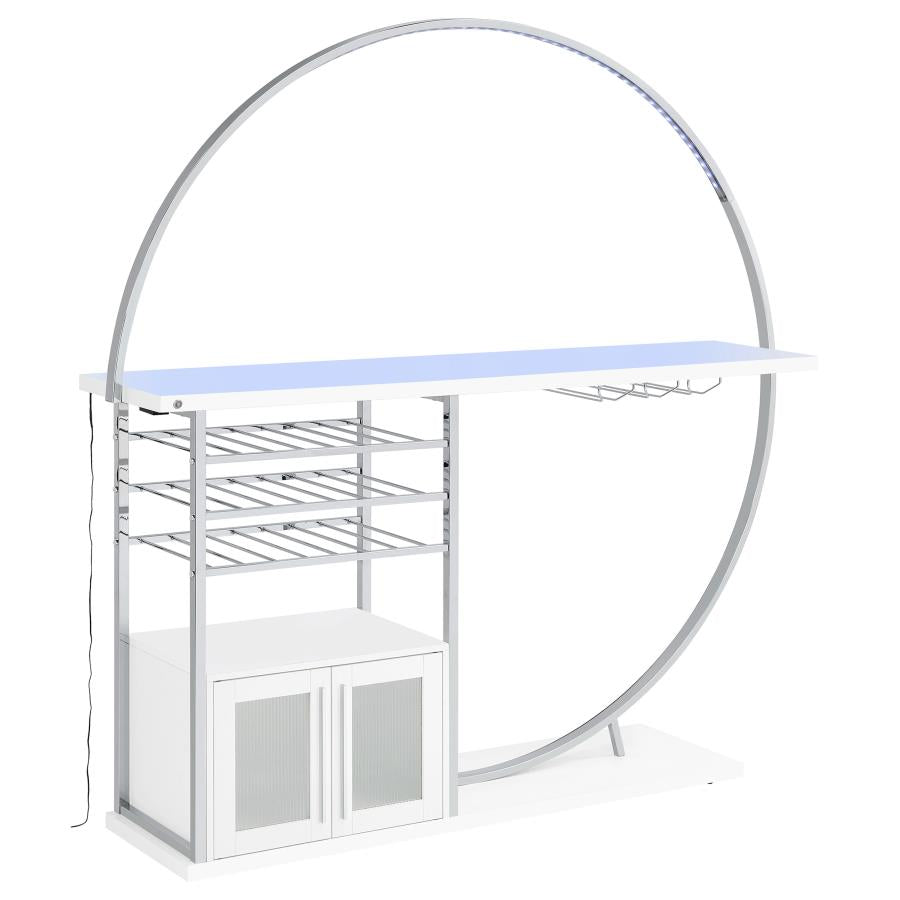 Risley 2-door Circular LED Wine Cabinet White High Gloss