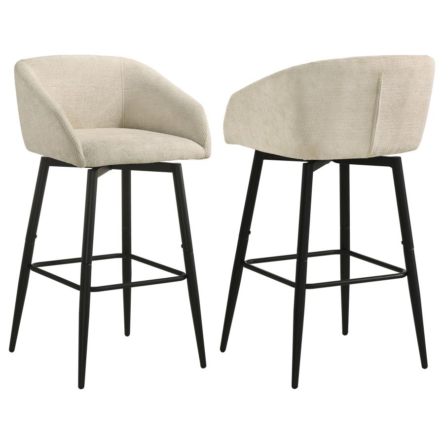 Rainer Fabric Upholstered Swivel Bar Chair Cream (Set of 2)