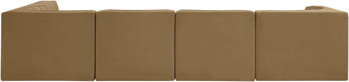 Rummi - Velvet Performance Fabric Upholstered 5 Piece Modular Sectional, L-Shaped (Right)