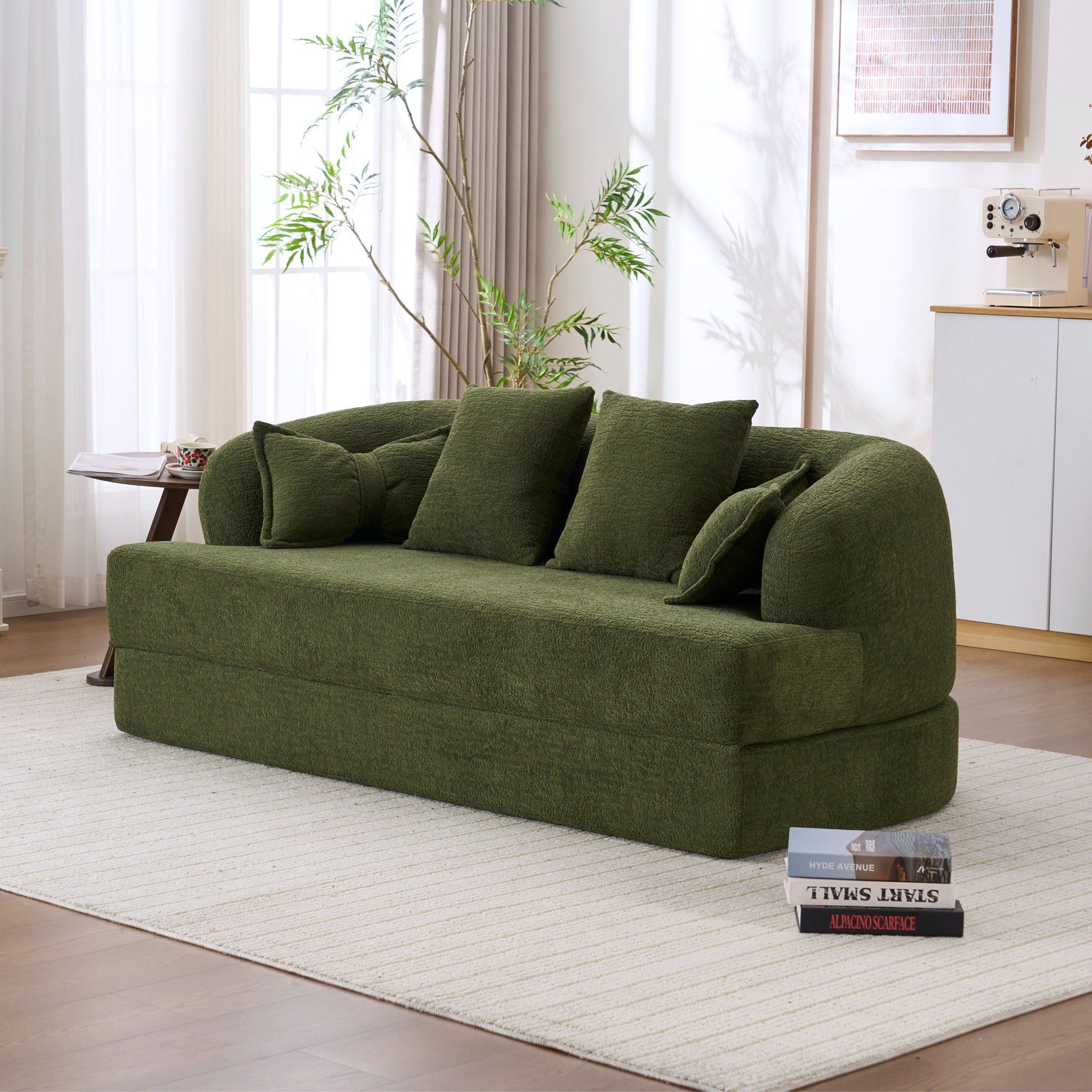 Foldable Sofa Bed, Boneless Couch Convertible Sleeper With 4 Pillows