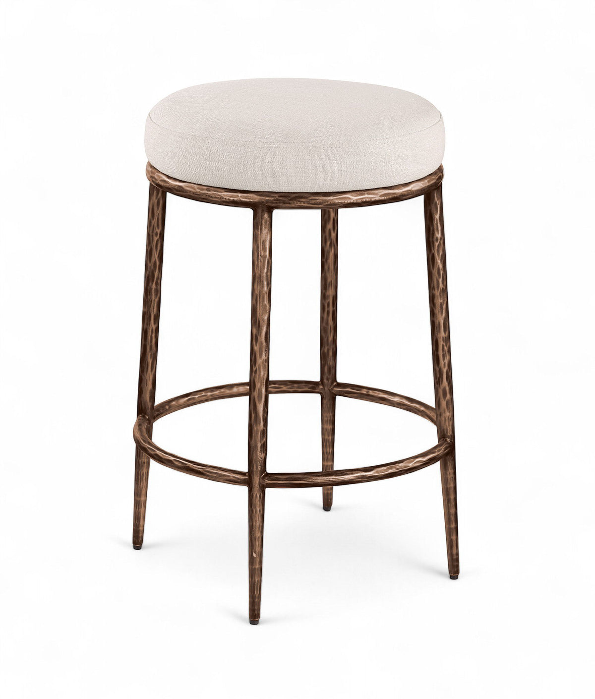 Ferro - Upholstered Backless Counter Stool With Brushed Bronze Base
