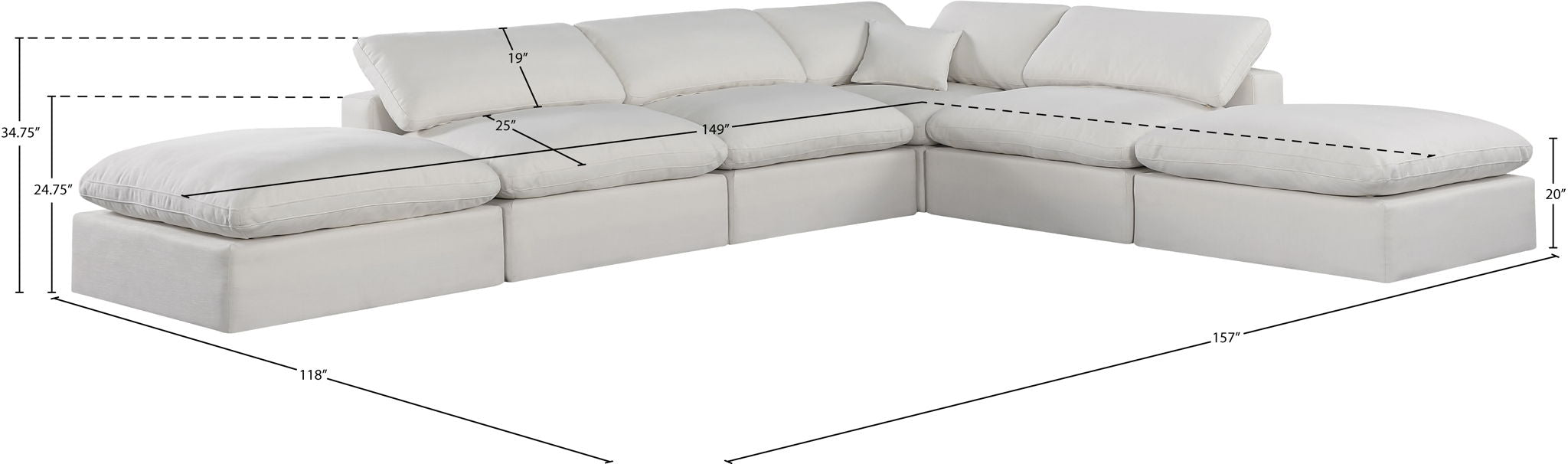 Comfy - 6 Piece Linen Modular Sectional