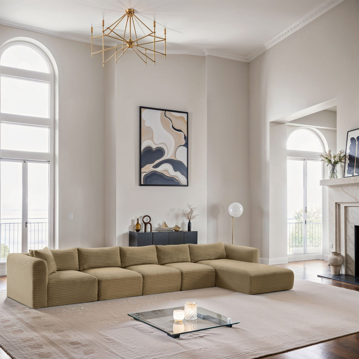 Shaggy - 5 Piece Modular Sectional With Chaise