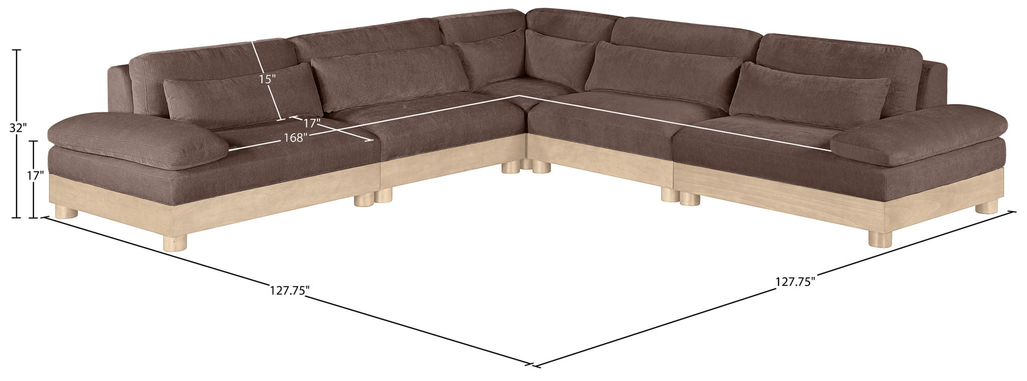 Turin - Chenille Fabric Upholstered Modular Sectional - Brown