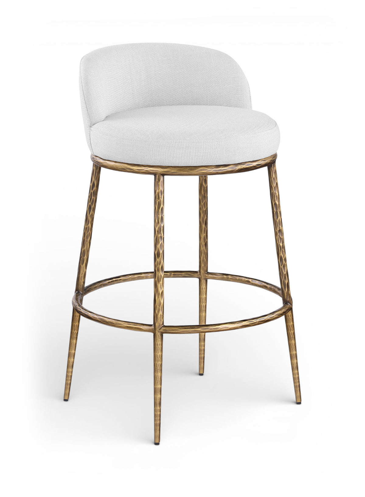 Ferro - Performance Fabric Upholstered Bar Stool - Antique Brass