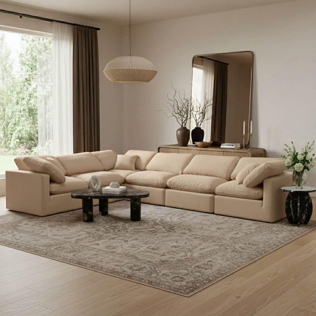 Indulge - Velvet 6 Piece Modular Corner Sectional