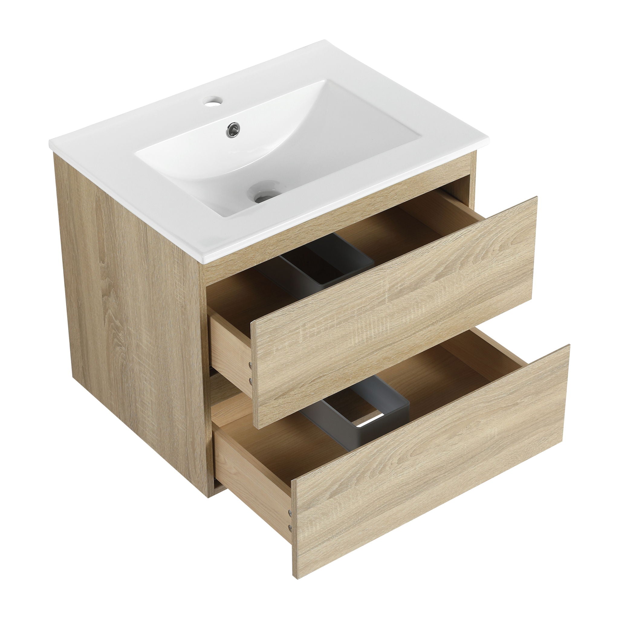 Wall Mounted Bathroom Vanity & Sink, 2 Soft Close Drawers