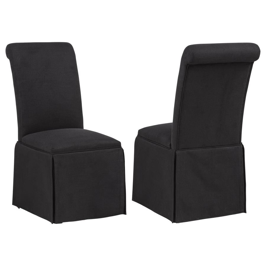 Shawna Upholstered Skirted Side Chair Black (Set of 2)