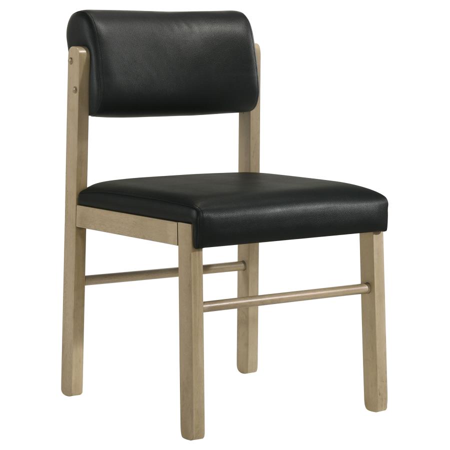 Kehoe Upholstered Dining Side Chair Black and Natural Oak (Set of 2)