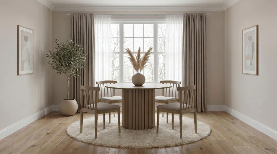 Hamlyn 5-piece Round Wood Dining Set Wheat and Natural Oak