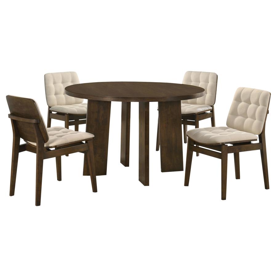 Strouse 5-piece Dining Set Cream and Walnut
