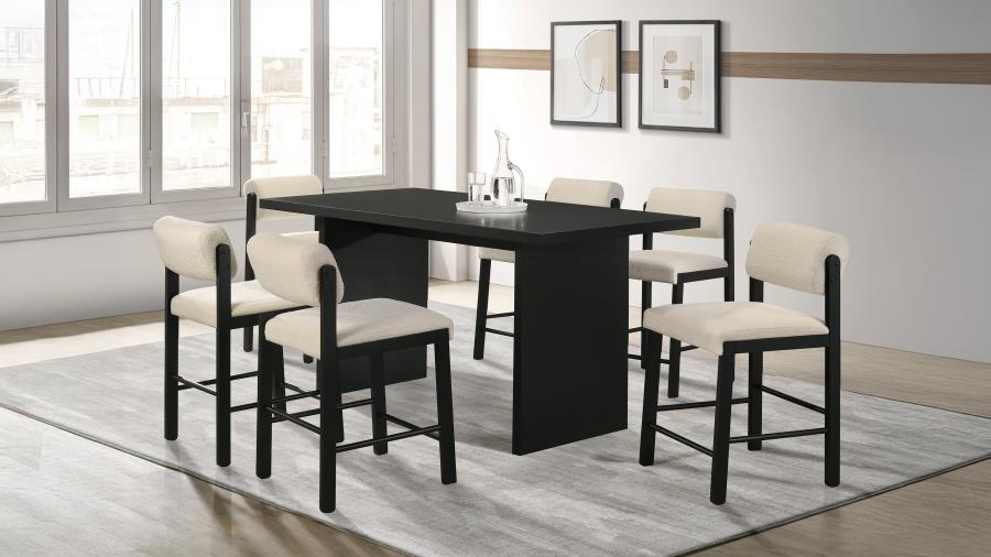 Decker 7-piece 70-inch Rectangular Counter Height Dining Set Cream and Black