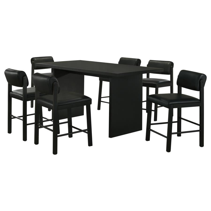 Decker 7-piece 70-inch Rectangular Counter Height Dining Set Black