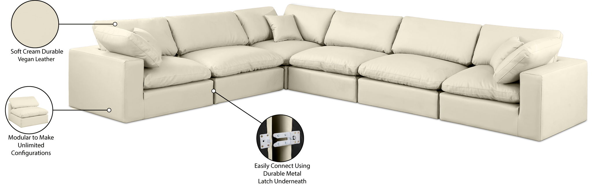 Comfy - 6 Piece Faux Leather Modular Corner Sectional