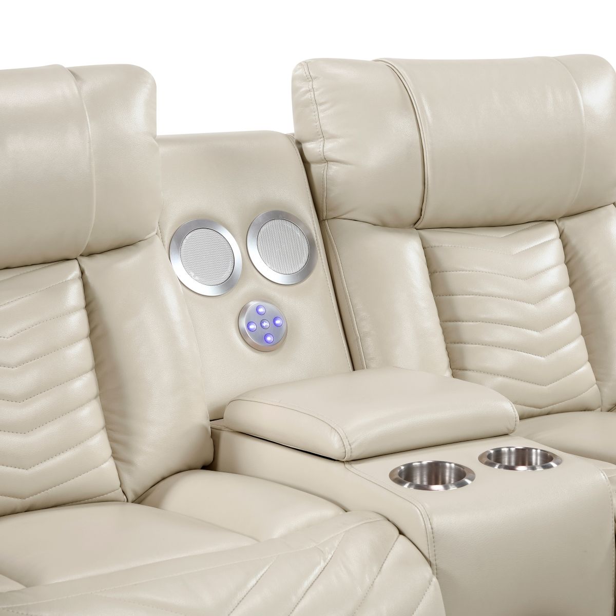 Huron - Power Double Reclining Loveseat With Center Console, Wireless Speakers, LED And Charging Ports