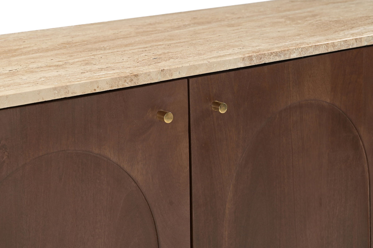 Veya - 57" Genuine Marble And Mango Wood Sideboard / Buffet