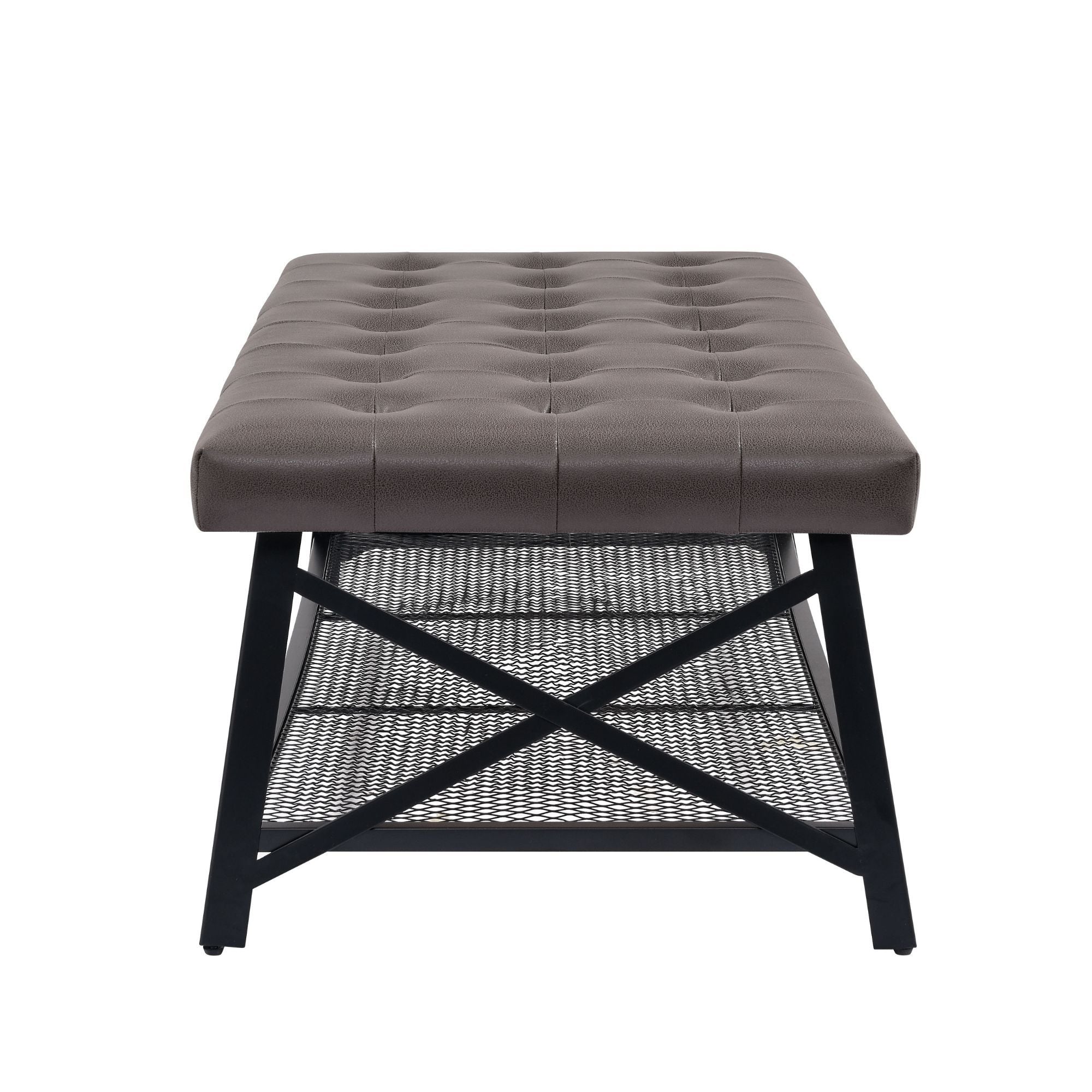 Upholstered Coffee Table With Rack - Dark Brown