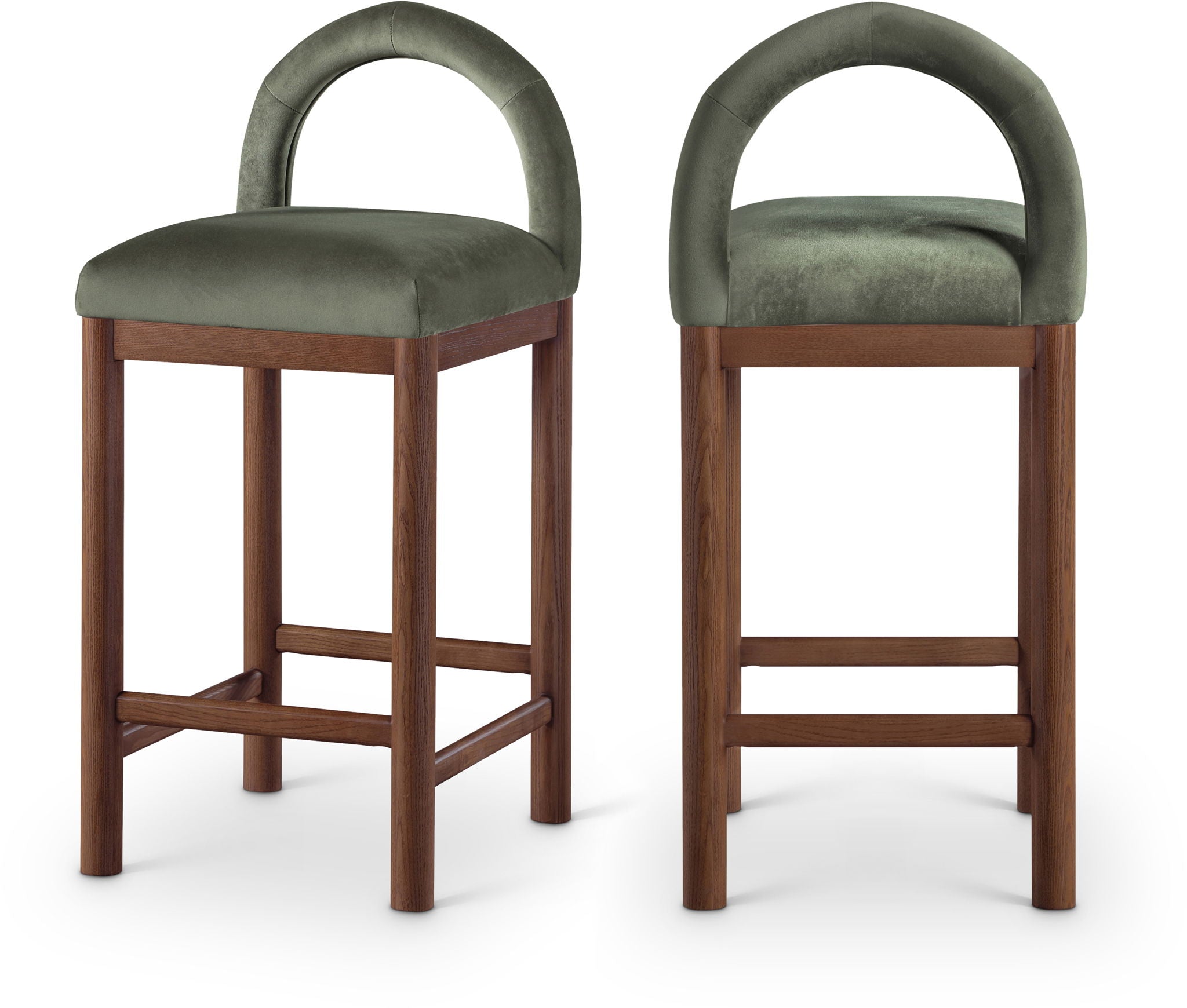 Conrad - Velvet Counter Stool With Brown Legs