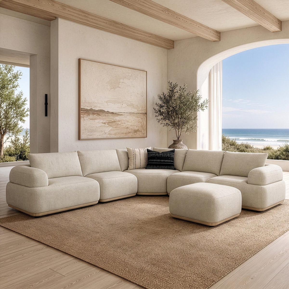 Evans - Contemporary Off-White Fabric Modular Sectional Sofa - original 1
