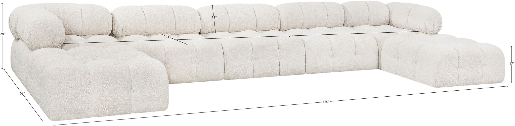 Ames - 7 Piece Fabric Modular U-Shaped Sectional