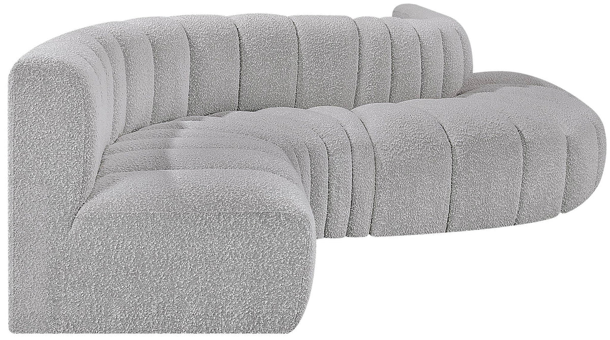 Arc - Boucle Fabric 6 Piece Curved Modular Sofa